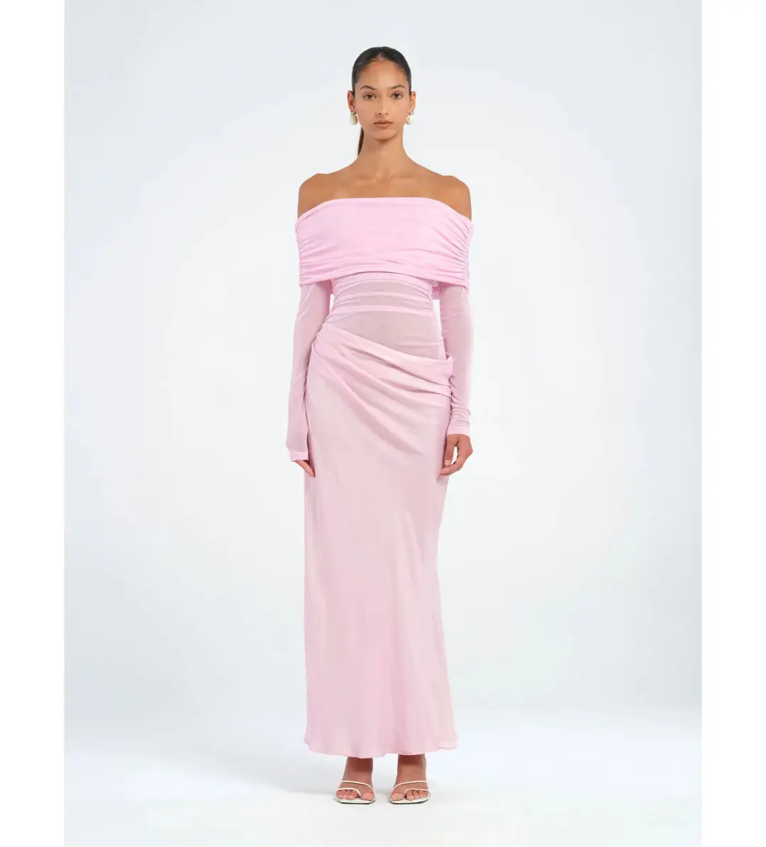 Benni Yasmin Off-Shoulder Maxi Dress Pink Size 8 / AU 8 for rent on The Volte - main image