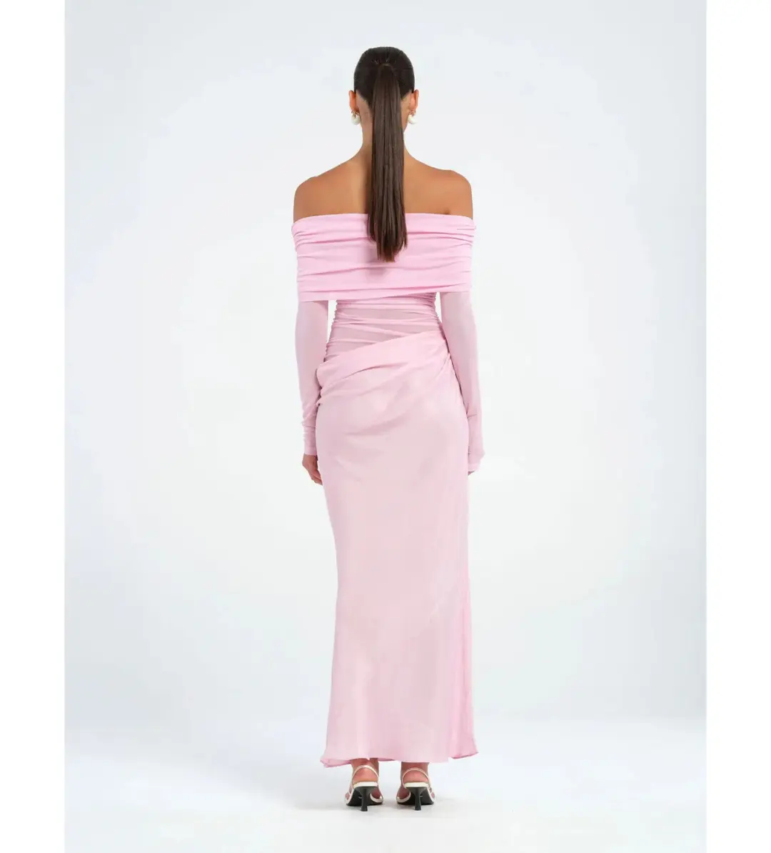 Benni Yasmin Off-Shoulder Maxi Dress Pink Size 8 / AU 8 for rent on The Volte - main image