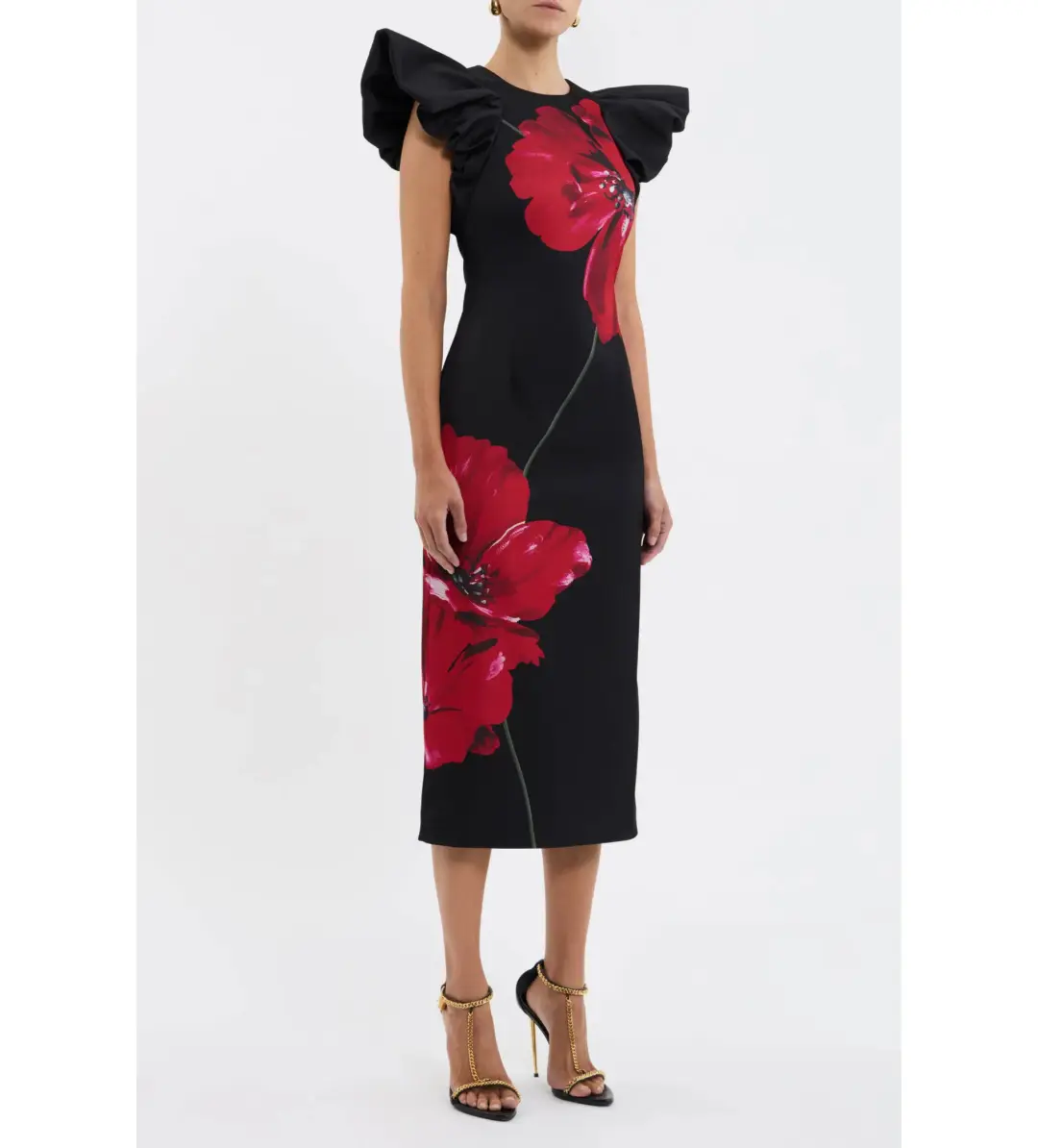 Rebecca Vallance Chaya Midi Dress Black Floral Size AU 10 for rent on The Volte - main image
