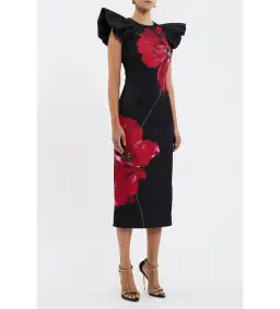 Rebecca Vallance Chaya Midi Dress Black Floral Size AU 10 for rent on The Volte - image 2