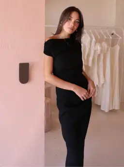 By Nicola Vivian Crepe Maxi Dress Black Size AU 14 for rent on The Volte - image 5