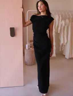 By Nicola Vivian Crepe Maxi Dress Black Size AU 14 for rent on The Volte - image 1