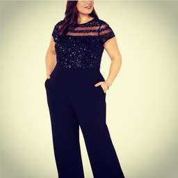 Adrianna Pappell black sequin Jumpsuit size 18 for rent on The Volte - image 1