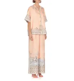 Zimmermann High Tide Oversized Silk Shirt and Trouser Set Pink Print Size 0P for rent on The Volte - image 3