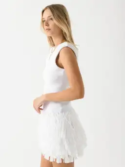 AJE Rushes Raffia Knit Mini Dress White Size AU 8 for rent on The Volte - image 3