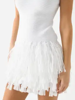 AJE Rushes Raffia Knit Mini Dress White Size AU 8 for rent on The Volte - image 4