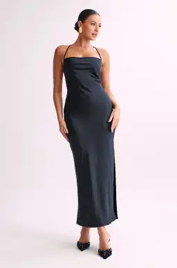 Meshki Sydney Straight Neck Slip Maxi Dress in Black Size 8 for rent on The Volte - image 1