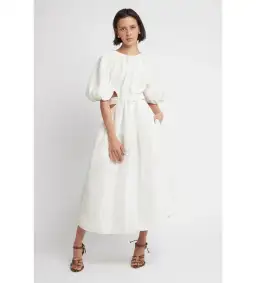 Aje Mimosa Cut Out Midi Dress Ivory Size AU 10