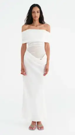 Benni Nico Off Shoulder Maxi Dress White Size 12