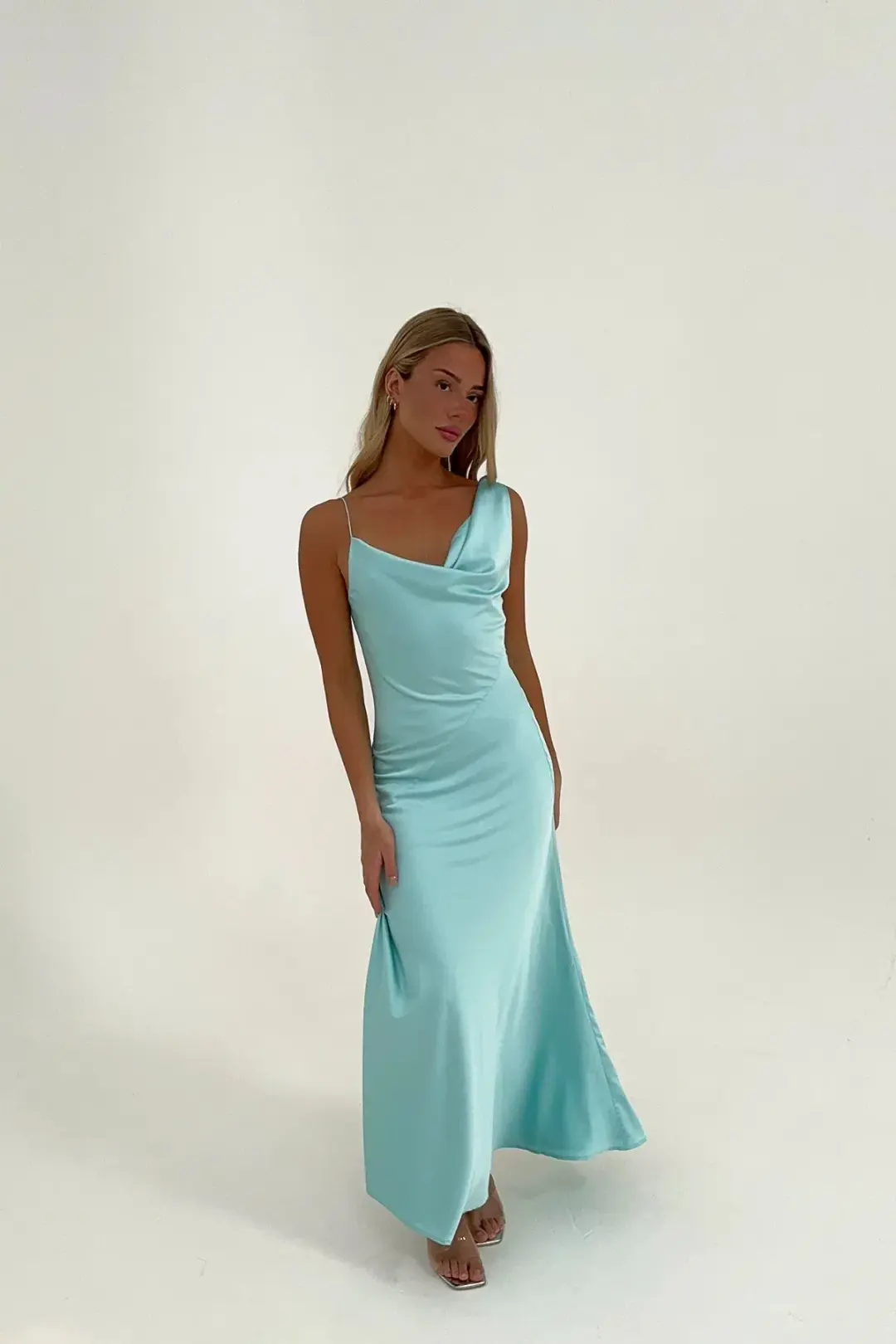 HNTR The Label Bianka Maxi Gown Aqua Size S / Size Au 8 for rent on The Volte - main image