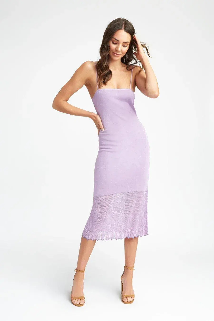 Kookai Marrakesh Knit Midi Dress Lilac Size 8 for rent on The Volte - main image