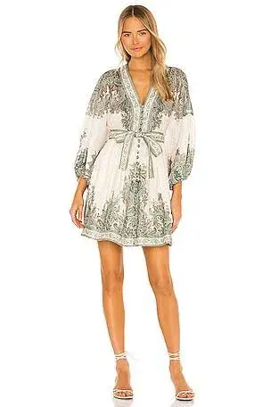 Zimmermann Brighton Paisley Tie Waist Party Mini Dress Print Size 1 / AU 10 for rent on The Volte - main image