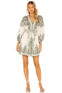 Zimmermann Brighton Paisley Tie Waist Party Mini Dress Print Size 1 / AU 10 for rent on The Volte - image 1