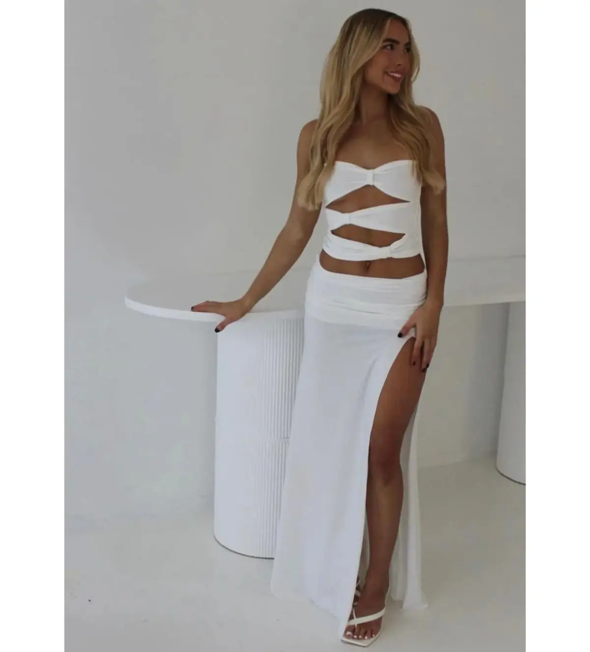 Mode Mila Remi Top and Maxi Skirt Set White Size S/AU 8 - Image 1