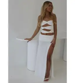 Mode Mila Remi Top and Maxi Skirt Set White Size S/AU 8 for rent on The Volte - image 1