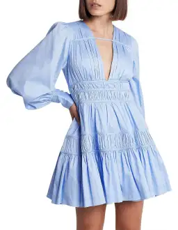 Aje Fallingwater Gathered Mini Dress Blue Size 14