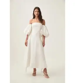 Aje Incarnation Midi Dress Ivory Size AU 10