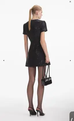 Self portrait BLACK BOUCLE BOW MINI DRESS Size Large for rent on The Volte - image 3