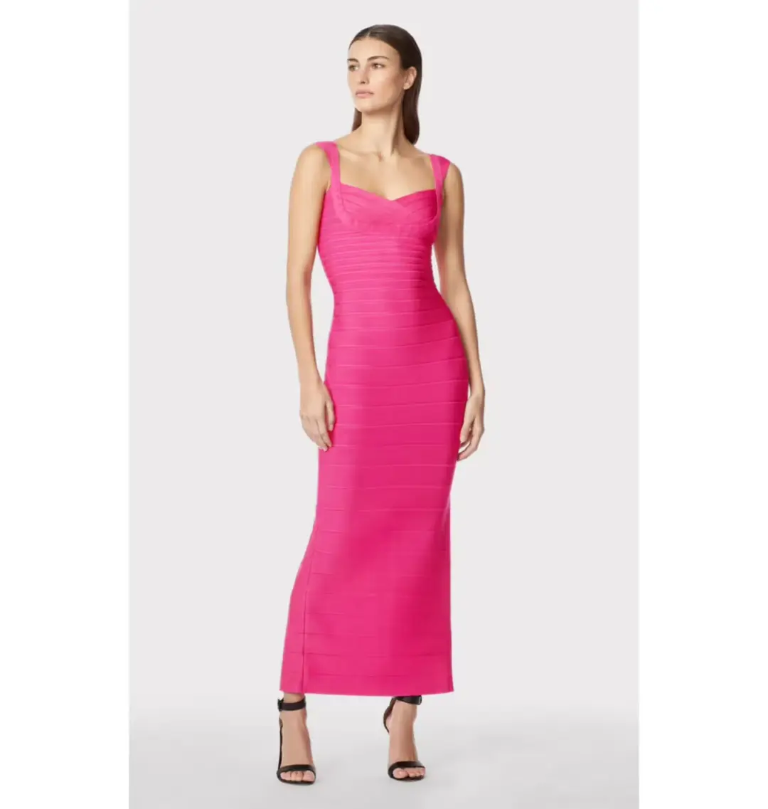 Herve Leger Sweetheart Gown Pink Size M / AU 10 for rent on The Volte - main image