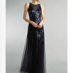 Bariano Mesh Sequin Gown Black Size 10