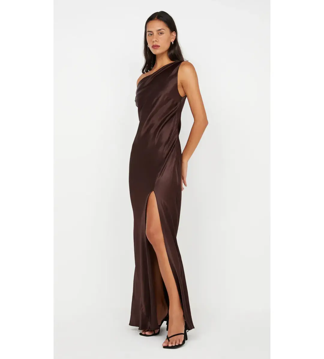 Bec & Bridge Sol Asym Dress Dark Chocolate Size 12 for rent on The Volte - main image