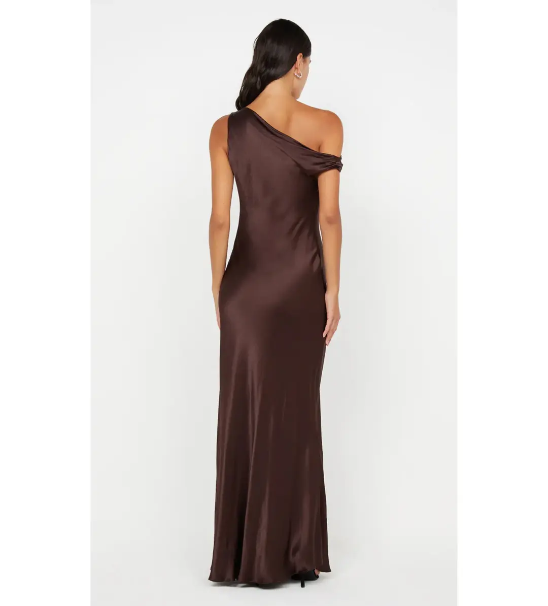 Bec & Bridge Sol Asym Dress Dark Chocolate Size 12 for rent on The Volte - main image