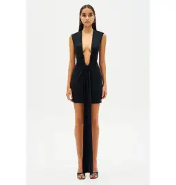 Misha Collection Jennifer Cupro Mini Dress Black Size XS / AU 6