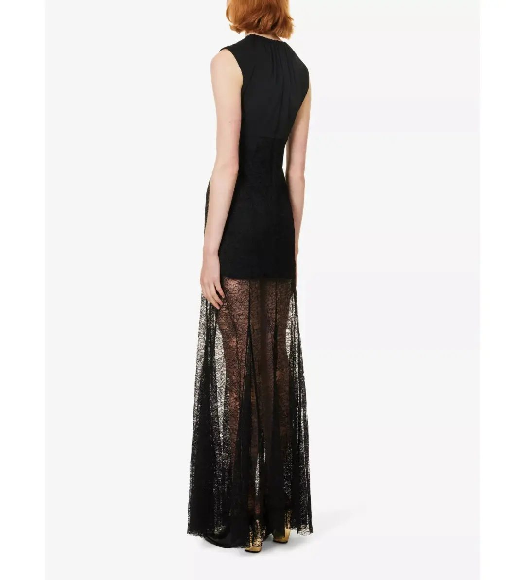 Camilla and Marc Angelo Lace-Skirt Woven Maxi Dress Black Size AU 8 for rent on The Volte - main image