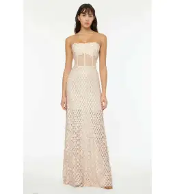 Manning Cartell Supreme Extreme Strapless Gown Chalk Size AU 4 for rent on The Volte - image 1