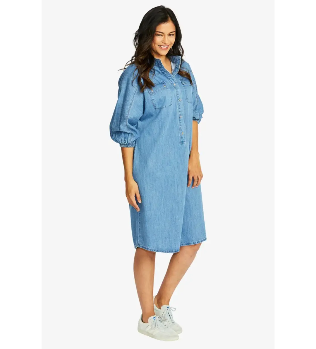Ping Pong Woodstock Knee-Length Dress Chambray Size AU 16 for rent on The Volte - main image
