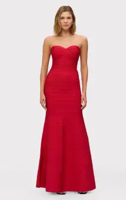 Herve Leger Lipstick Red Sara Gown Size 8