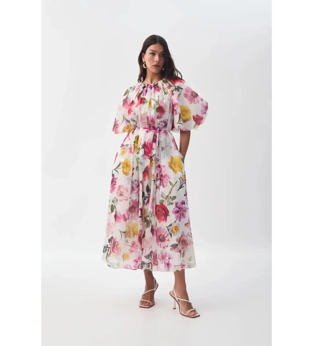 Aje Fleur Midi Dress Collage Floral Size AU 12 for rent on The Volte - main image