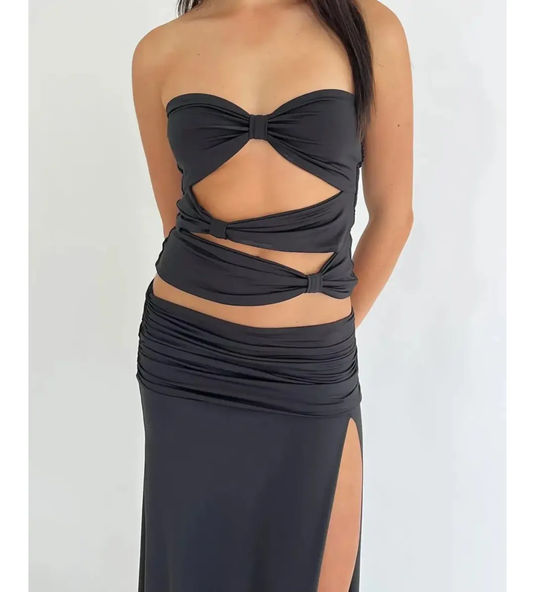 Mode Mila Remi Top and Maxi Skirt Set Black Size S / AU 8 for rent on The Volte - main image