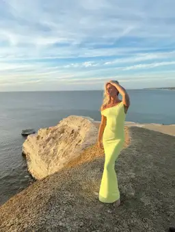 Natalie Rolt Bettina Gown Citron Size AU 8 for rent on The Volte - image 2