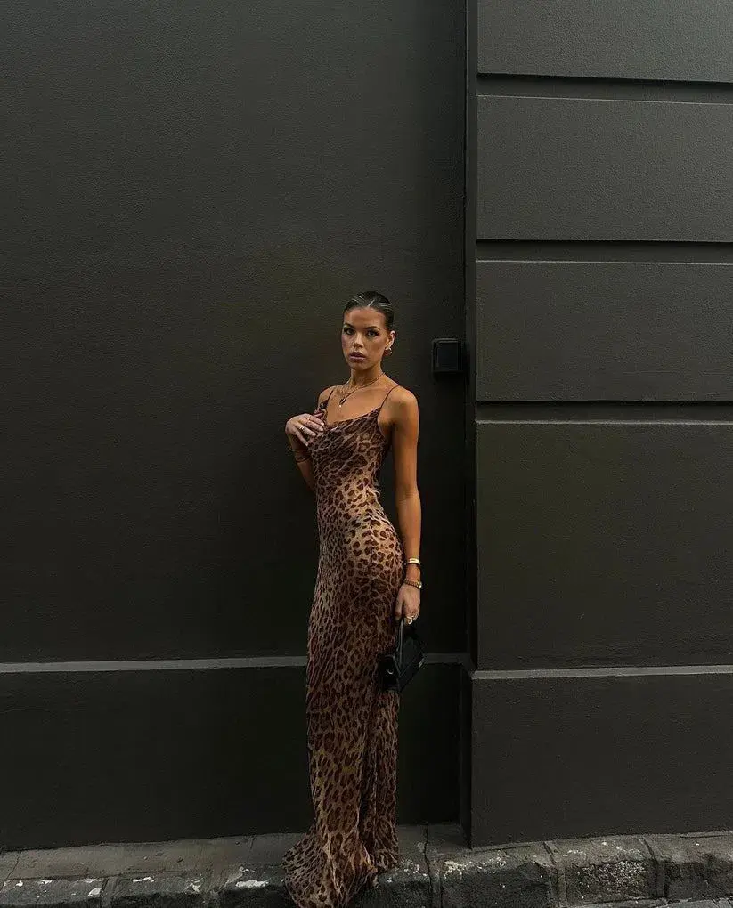 Rat And Boa Valentina Maxi Dress in Leopard Print Size XS/AU 6 for rent on The Volte - main image