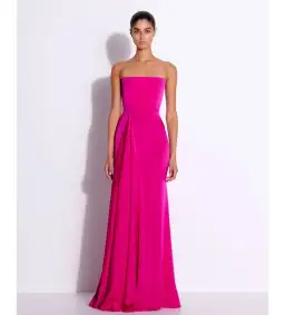 Alex Perry Strapless Gathered Drape Gown in Satin Crepe Raspberry Size AU 6