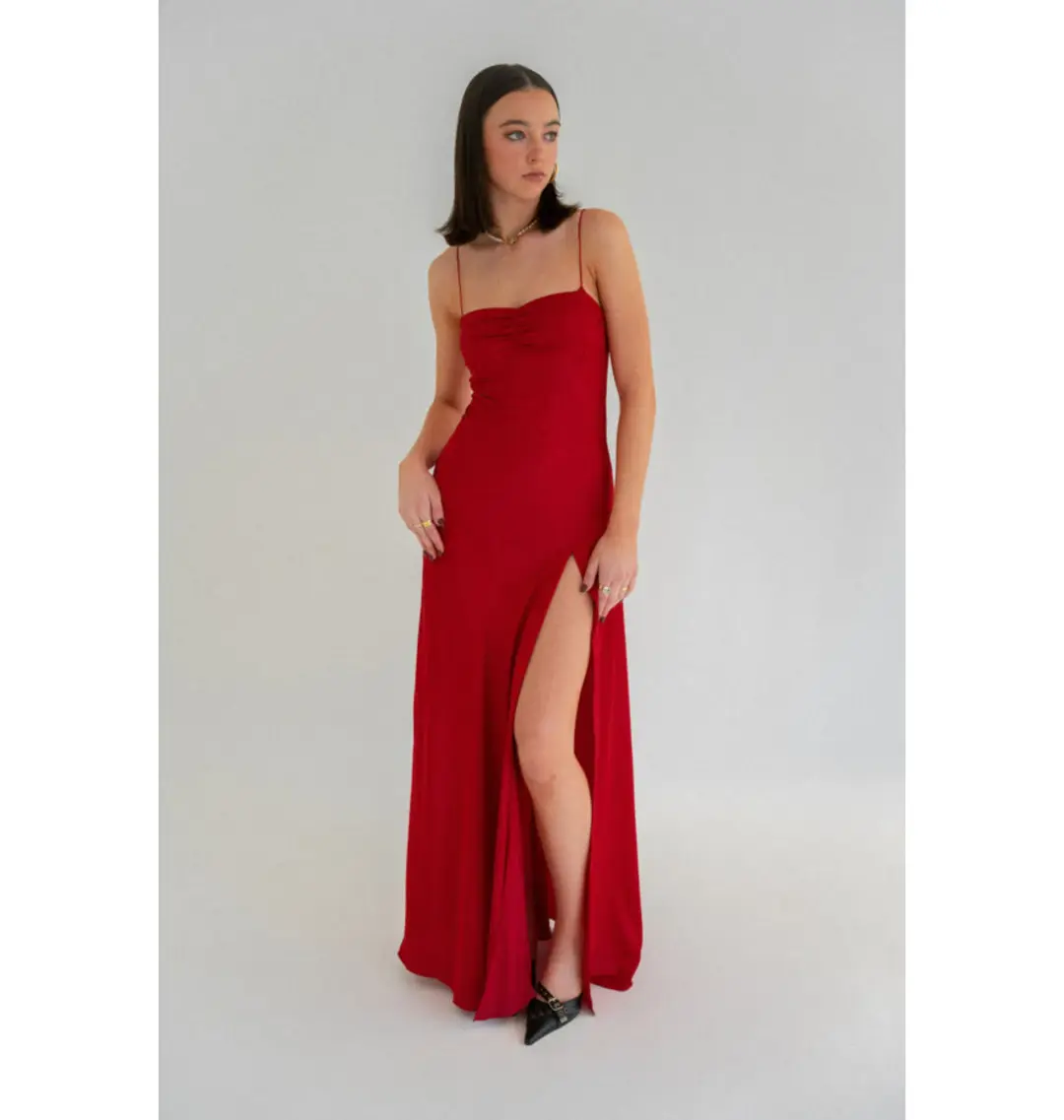 HNTR the Label Gaia Gown in Wine Size XS / AU 6 for rent on The Volte - main image