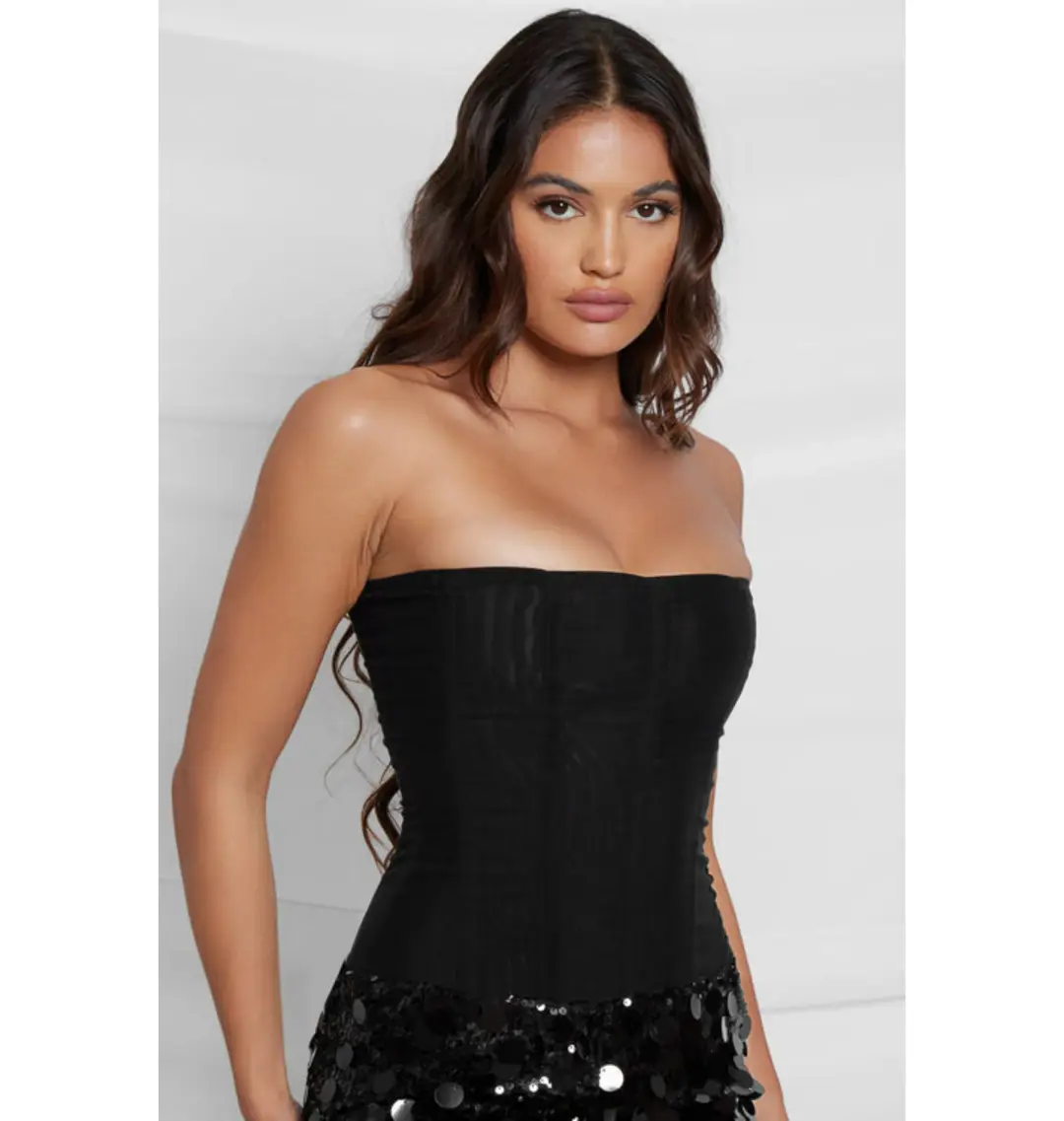 Leau Muse Mesh Corset Top in Black Size AU 6 for rent on The Volte - main image