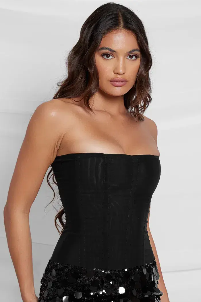 Leau White Muse Mesh Corset Top Black Size 8 for rent on The Volte - main image