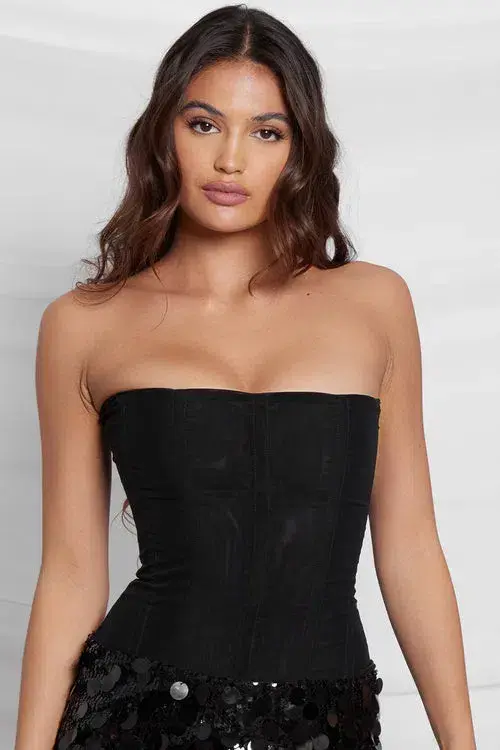 Leau White Muse Mesh Corset Top Black Size 10 for rent on The Volte - main image