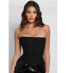 Leau White Muse Mesh Corset Top in Black Size AU 12 for rent on The Volte - image 1