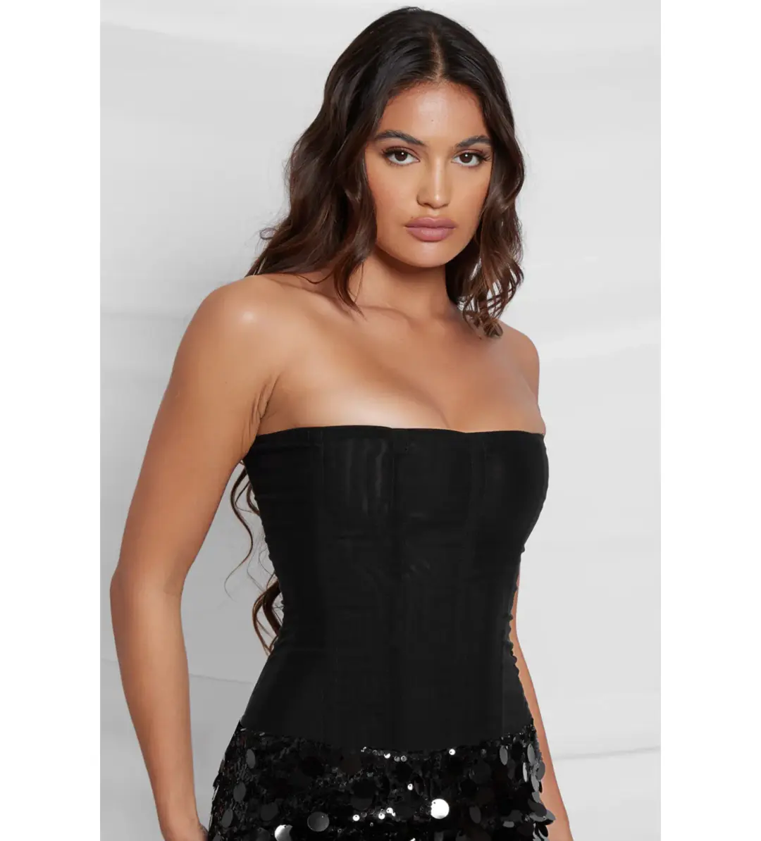 Leau White Muse Mesh Corset Top in Black Size AU 12 for rent on The Volte - main image