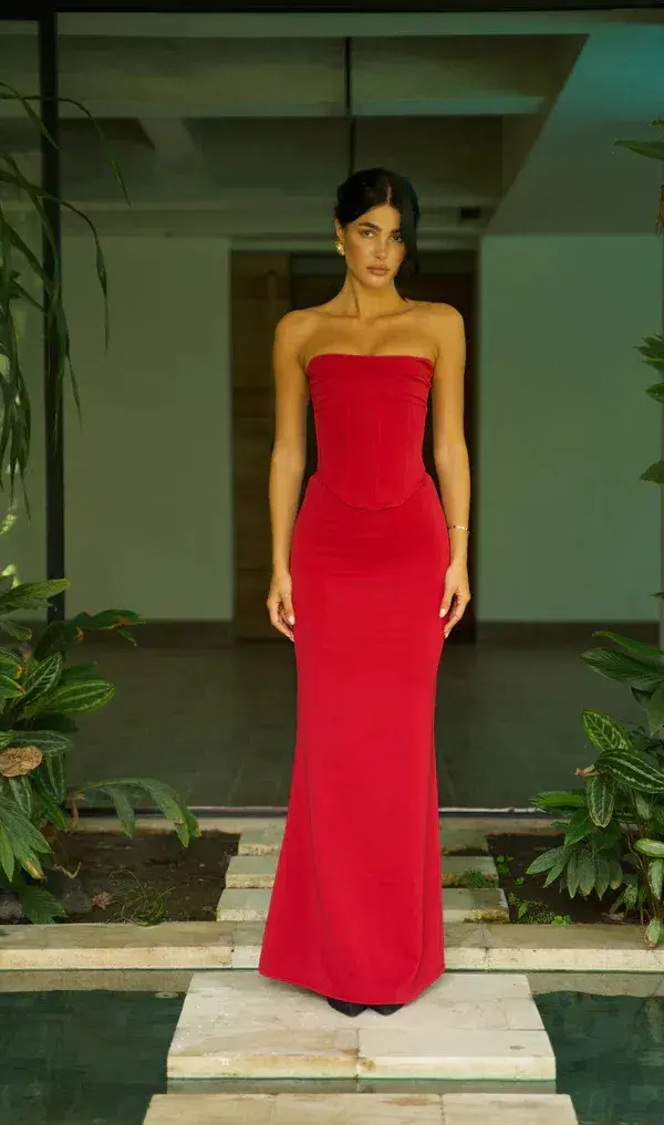 HNTR the Label Wine Louie Gown in Wine Size M/AU 10 for rent on The Volte - main image