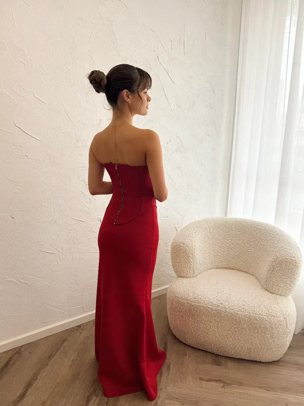 HNTR the Label Wine Louie Gown in Wine Size M/AU 10 for rent on The Volte - main image