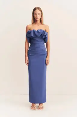 Shona Joy Campbell Strapless Bubble Maxi Dress Wave Blue Size AU 12 for rent on The Volte - image 1