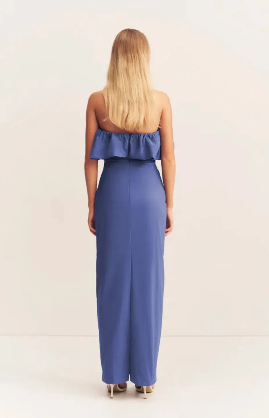 Shona Joy Campbell Strapless Bubble Maxi Dress Wave Blue Size AU 12 for rent on The Volte - main image