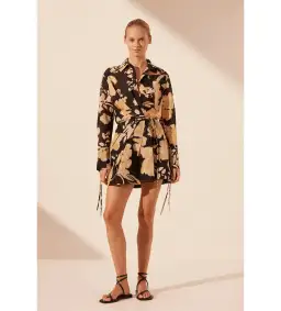 Shona Joy Draped Shirt Mini Dress Xenia Size AU 12