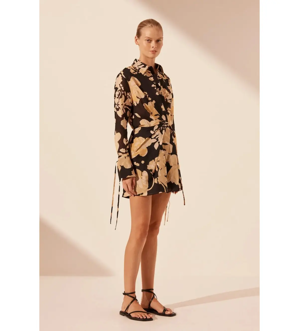 Shona Joy Draped Shirt Mini Dress Xenia Size AU 12 - Image 2