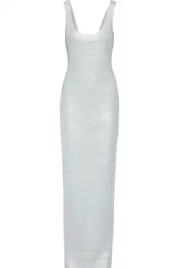 Herve Leger Silver Round Neck Gown Maxi Size AU 12 for rent on The Volte - image 4