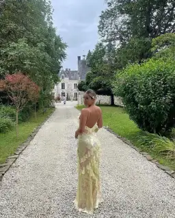 LoveShackFancy Rialto Floral Chiffon Maxi Dress in Yellow Melon Size US4/AU8 (Shortened) for rent on The Volte - image 2